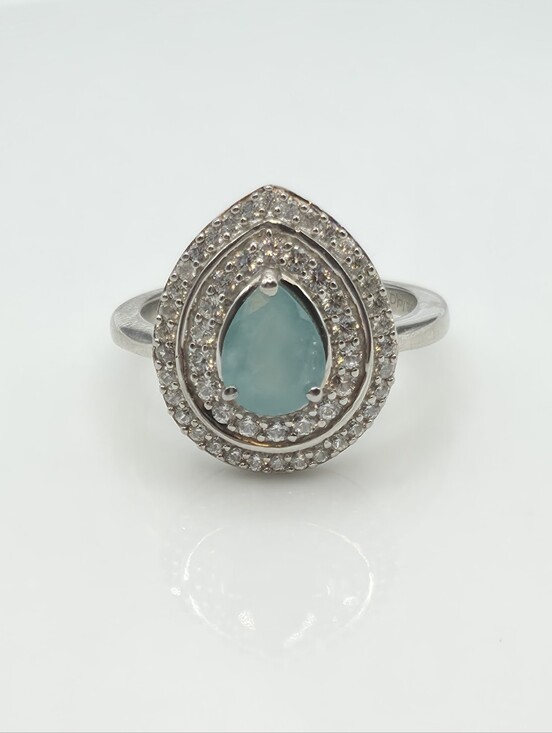 Gem Treasures Jewelry - NWT Rare Grandidierite And Zircon Double Halo Ring